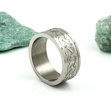 Irish Ring in Stainless Steel, Celtic Ring