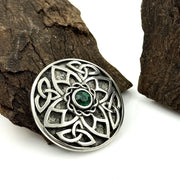 Celtic Brooch with Emerald Center | Round