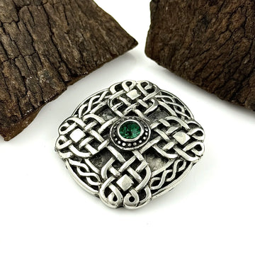 Celtic Brooch with Emerald Center