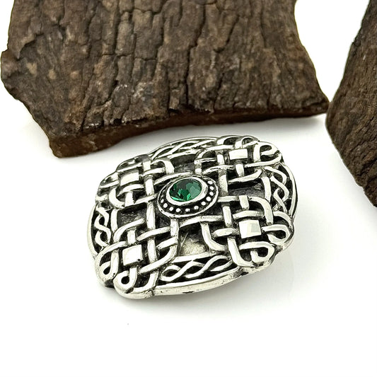 Celtic Brooch with Emerald Center