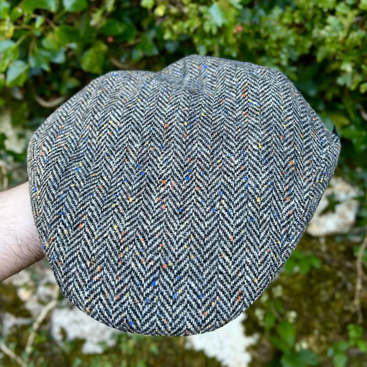 Grey Herringbone Trinity Flat Cap