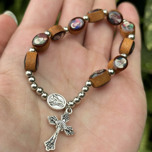 Wooden  Rosary Bracelet Saints Of Ireland