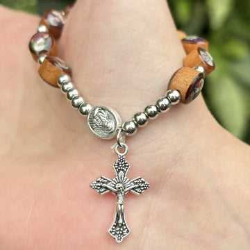 Wooden  Rosary Bracelet Saints Of Ireland