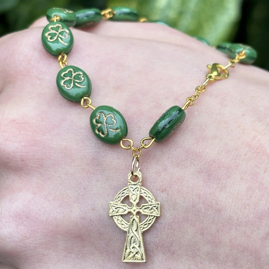 Rosary Bracelet from Ireland with Shamrocks