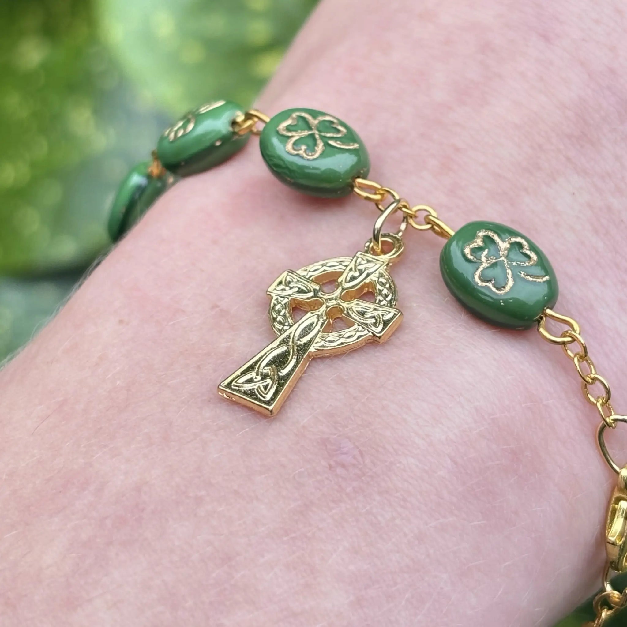 Rosary Bracelet from Ireland with Shamrocks