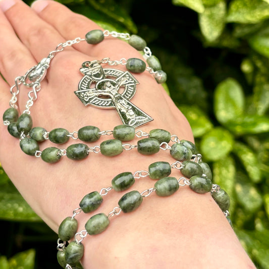 Oval Connemara Marble Rosary Beads