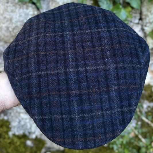 Dark Blue Plaid Trinity Flat Cap