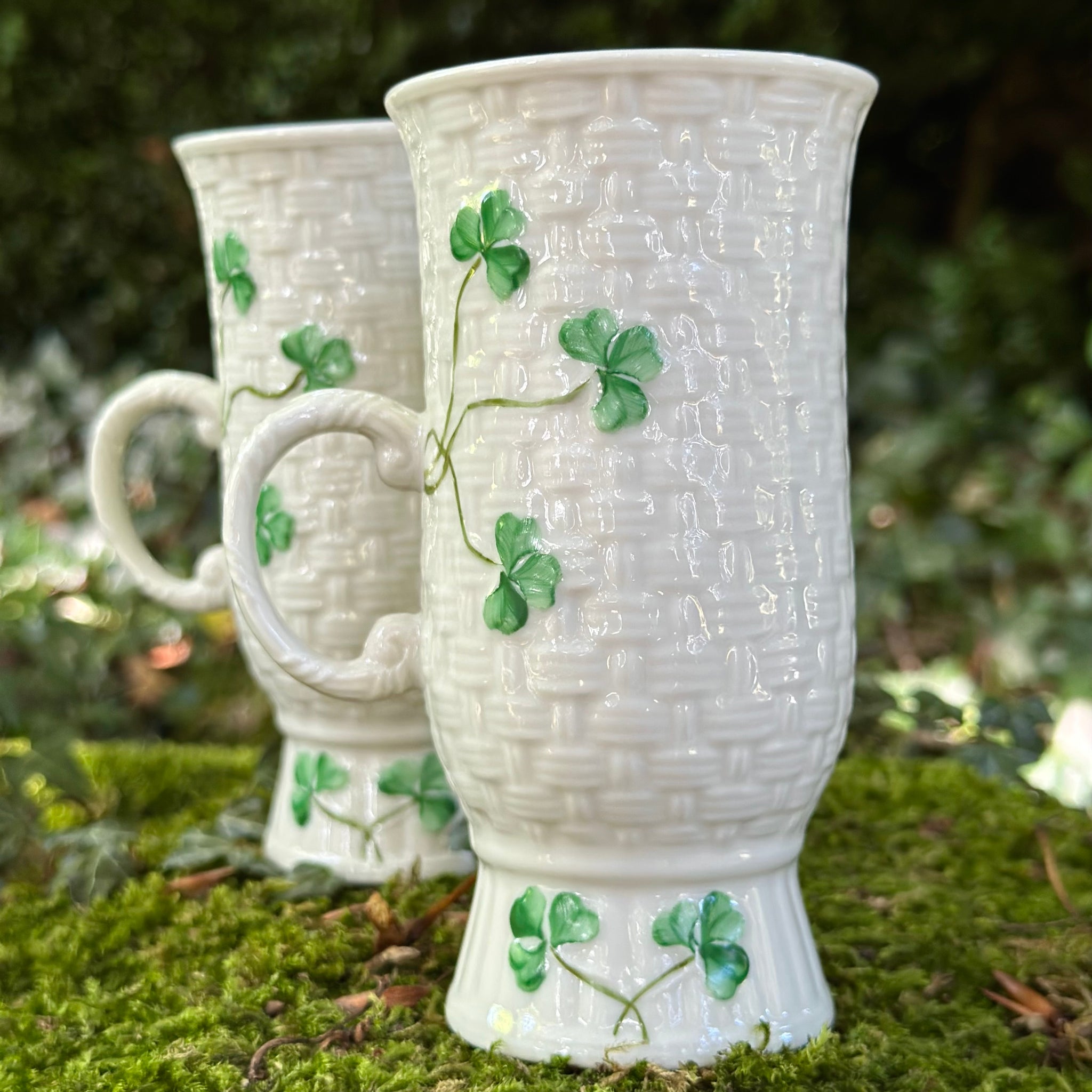 Belleek Classic Irish Coffee Mug Pair