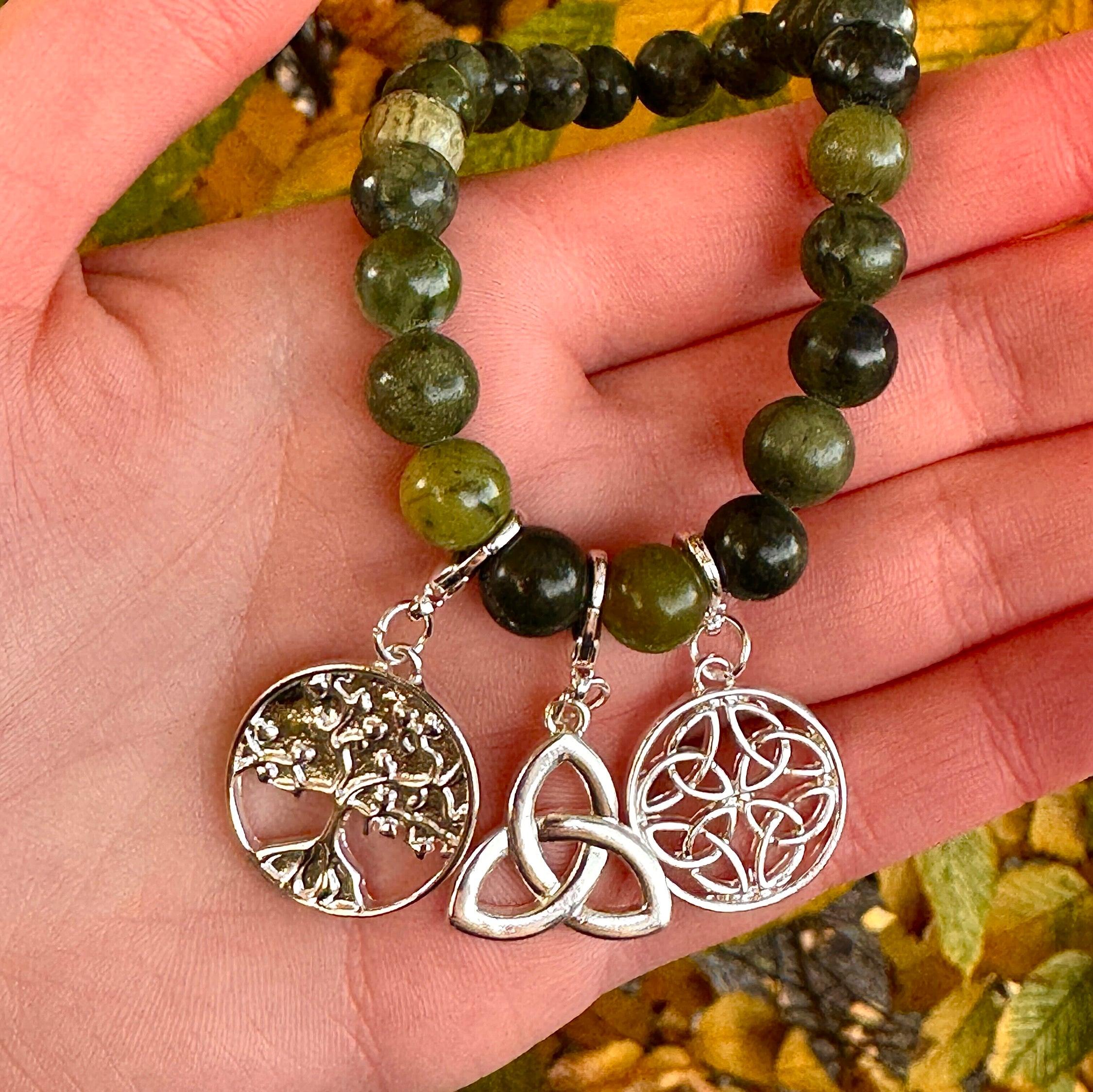 Celtic Three Charm Connemara Marble Bracelet
