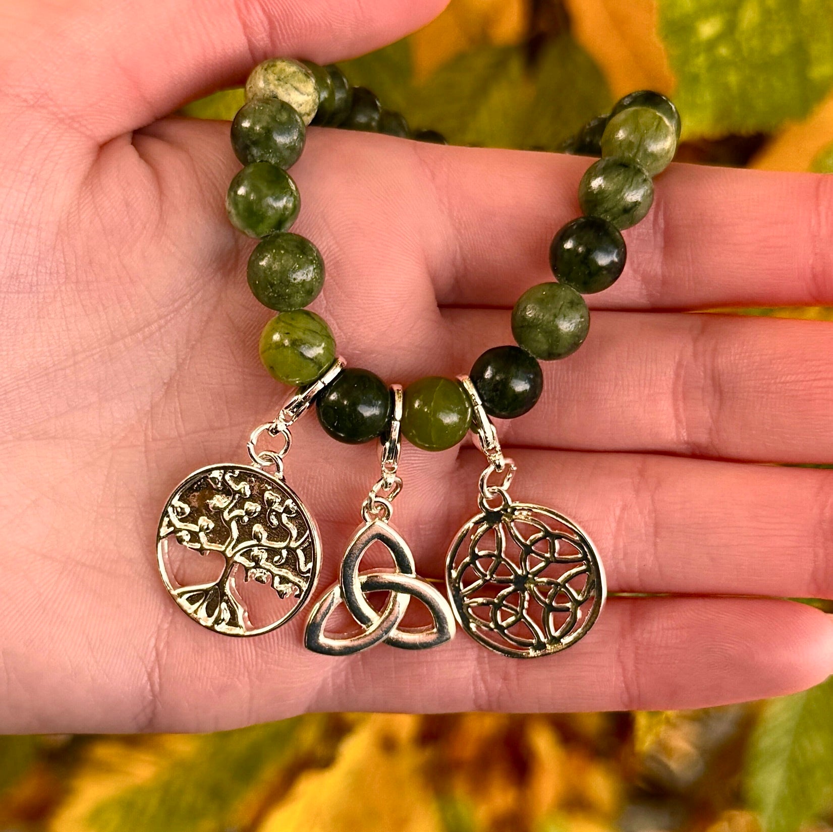 Celtic Three Charm Connemara Marble Bracelet