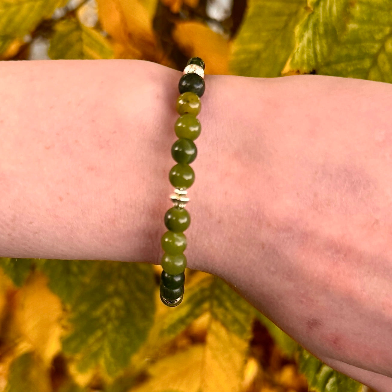 Connemara Marble  Stretch Bracelet With Shamrocks