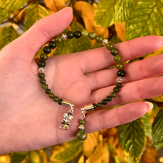 Connemara Marble  Stretch Bracelet With Shamrocks