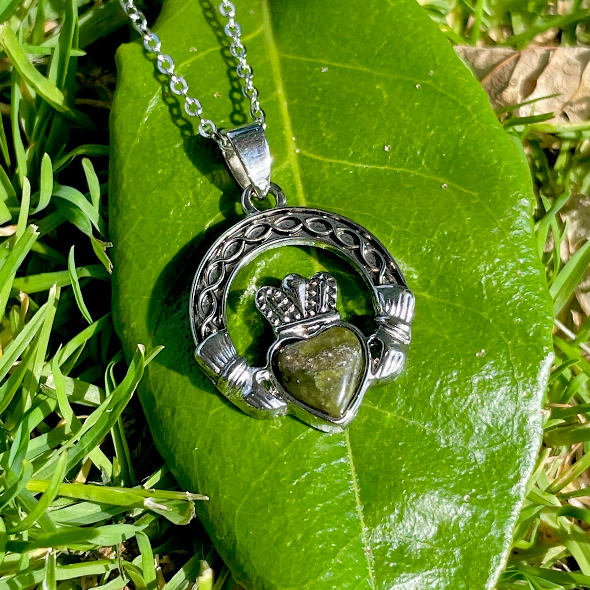 Claddagh Connemara Marble Pendant Necklace