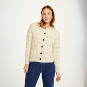 Inagh Ladies Aran Natural Cardigan