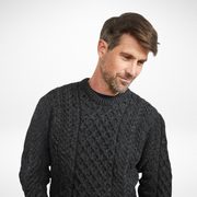 Inishbofin Mens Traditional Aran Charcoal Sweater