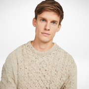 Inishbofin Mens Traditional Aran Flecked Cream Sweater