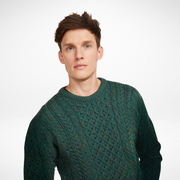 Inisheer Traditional Natural Mens Aran Green Sweater