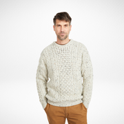 Inisheer Traditional Natural Mens Aran Flecked Cream Sweater