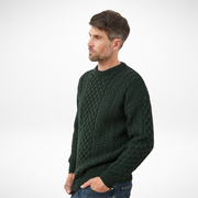 Inisheer Traditional Natural Mens Aran Forest Green Sweater