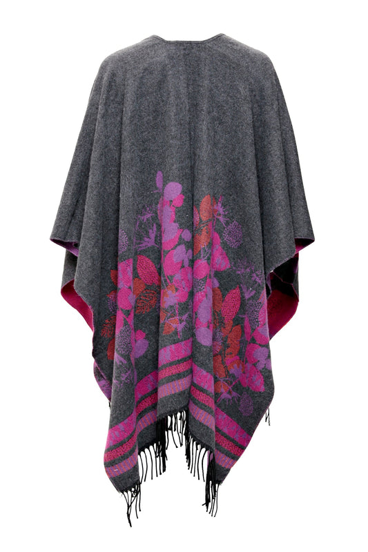 Fringed Shawl with Floral Motif