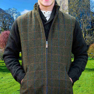 James Wool Tweed Bodywarmer - Olive Overcheck