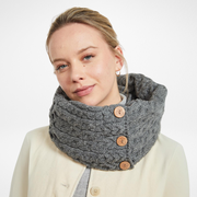 Kilmaine Aran Grey Snood Scarf with Buttons