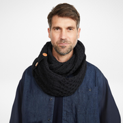 Kilmaine Aran Black Snood Scarf with Buttons
