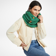 Kilmaine Aran Green Snood Scarf with Buttons