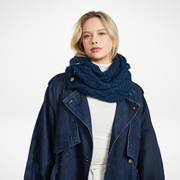 Kilmaine Aran Navy Snood Scarf with Buttons
