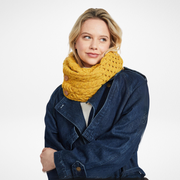Kilmaine Aran Yellow Snood Scarf with Buttons