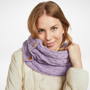 Kilmaine Aran Lavender Snood Scarf with Buttons
