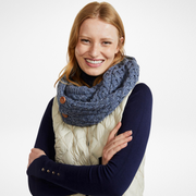 Kilmaine Aran Denim Snood Scarf with Buttons