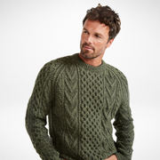 Kilronan Aran Mens Green Honeycomb Sweater