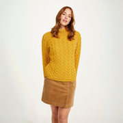Knightstown Ladies Aran Yellow Crew Sweater