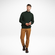 Kylemore Mens Aran Forest Green Polo Neck Sweater