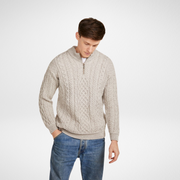 Lackaun Mens Oat Half Aran Troyer with Zip