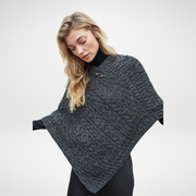 Light Ladies Charcoal Aran Poncho