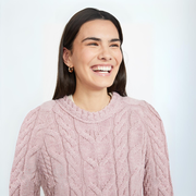 Listowel Ladies Aran Pink Cabled Sweater