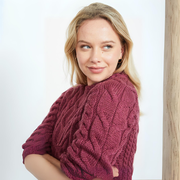 Listowel Ladies Aran Raspberry Cabled Sweater
