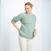 Listowel Ladies Aran Mint Cabled Sweater