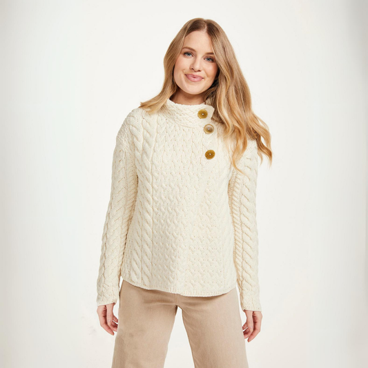 Louisburgh Ladies Cable Aran Cardigan