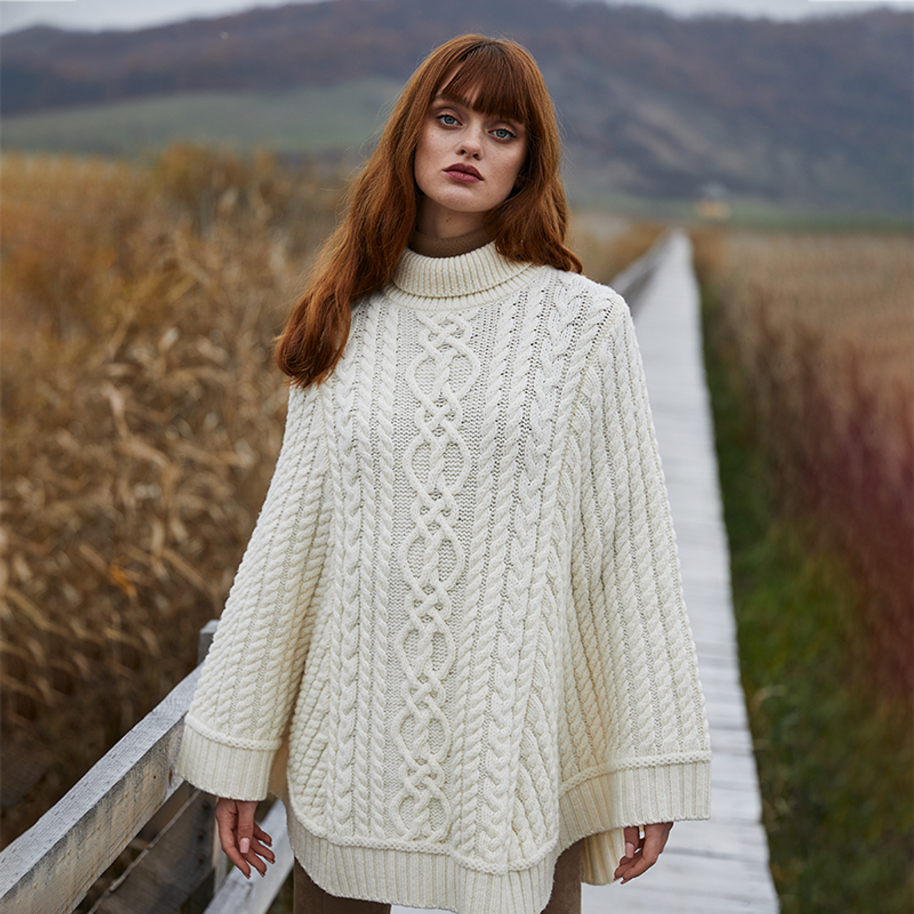 Ladies Cable Knit Poncho