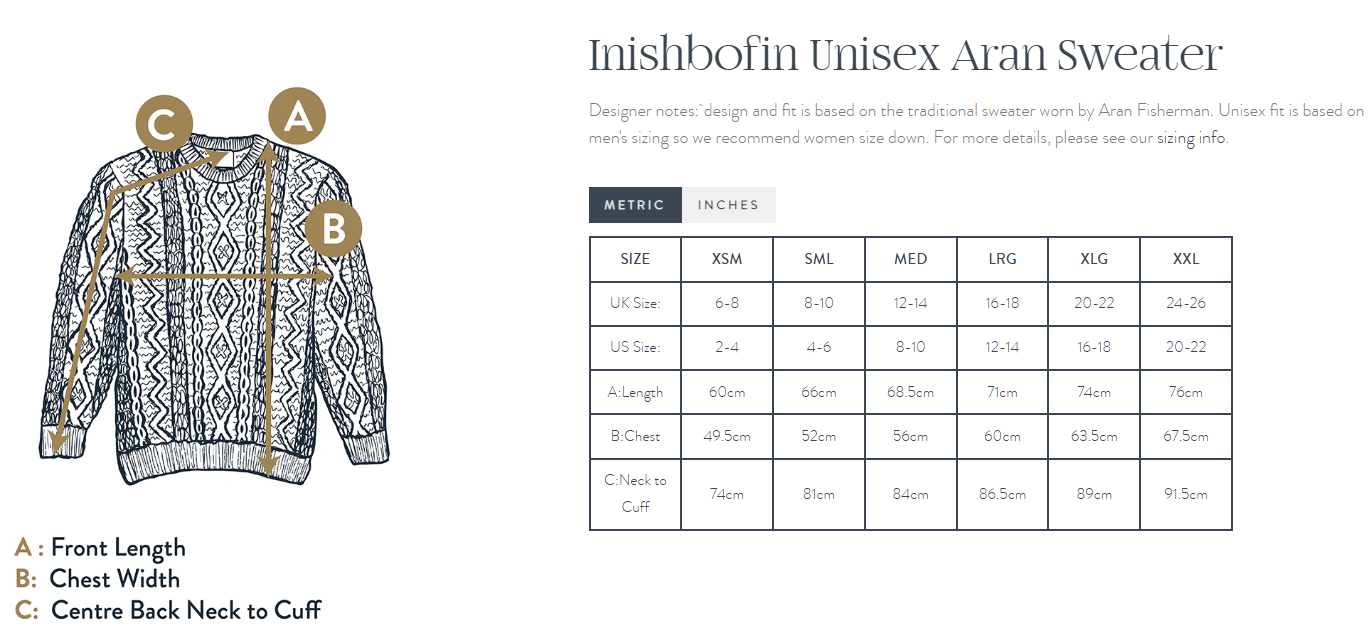 Inishbofin Mens Traditional Aran Natural Sweater