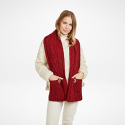 Moy Red Aran Pocket Scarf