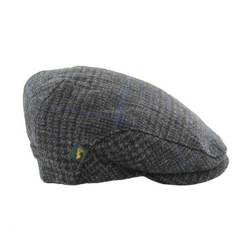 Trinity Irish Flat Cap in Charcoal and Grey Plaid