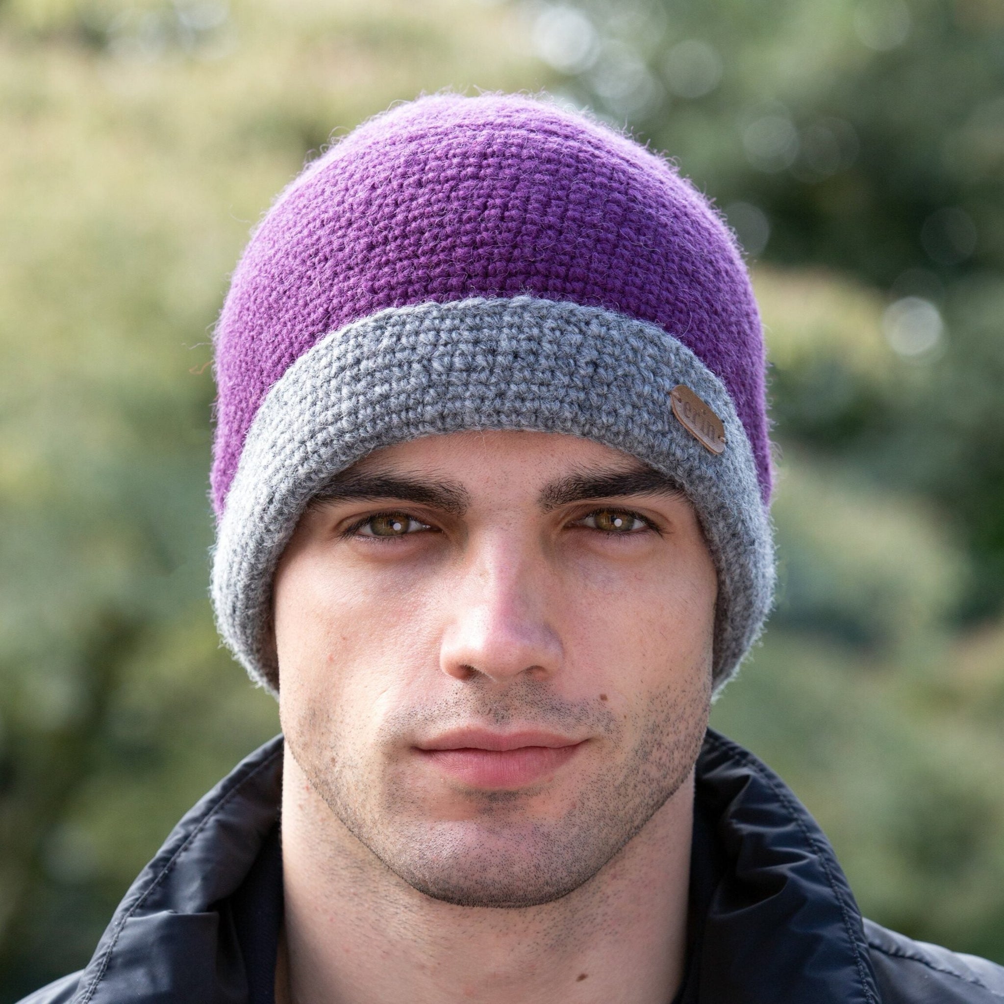 Crochet Turn Up Hat Purple