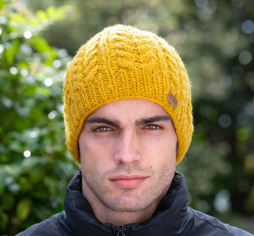 Aran Cable Pullon Hat Mustard