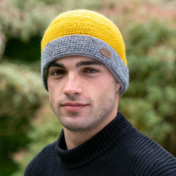 Crochet Turn up Hat Yellow