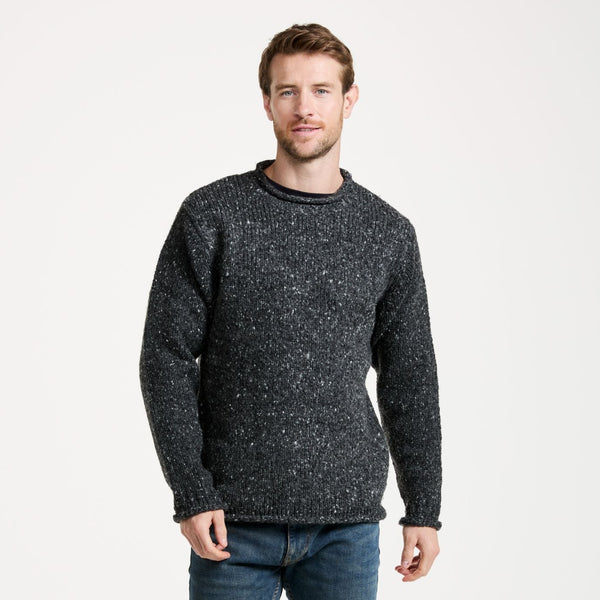 Raheen Tweed Charcoal Roll Neck Mens Sweater