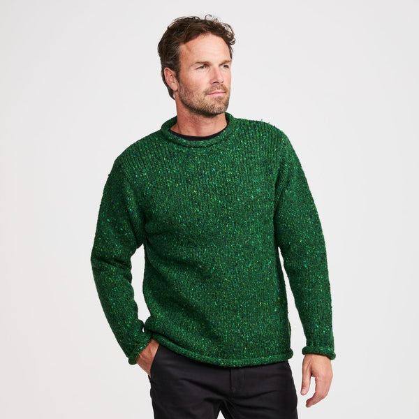 Raheen Tweed Green Roll Neck Mens Sweater